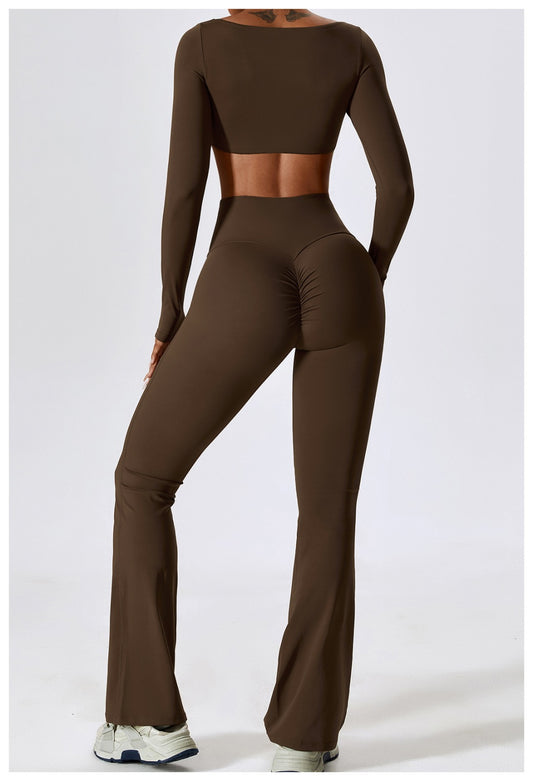 Fitness Flare Pants. Brown