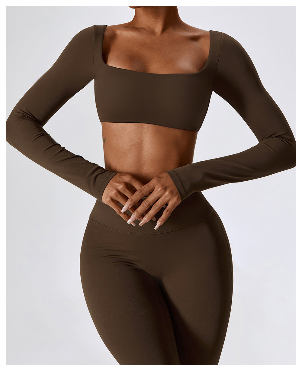 Fitness Long-Sleeved Top. Brown