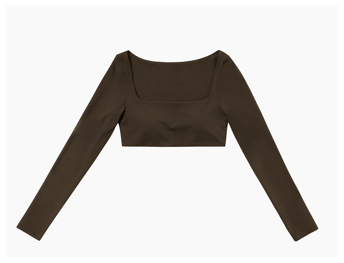Fitness Long-Sleeved Top. Brown