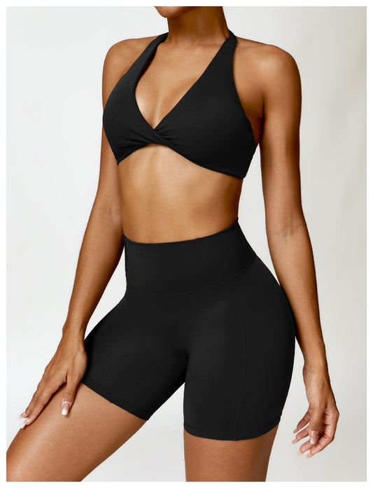 Fitness Set of Bra + Shorts. Black