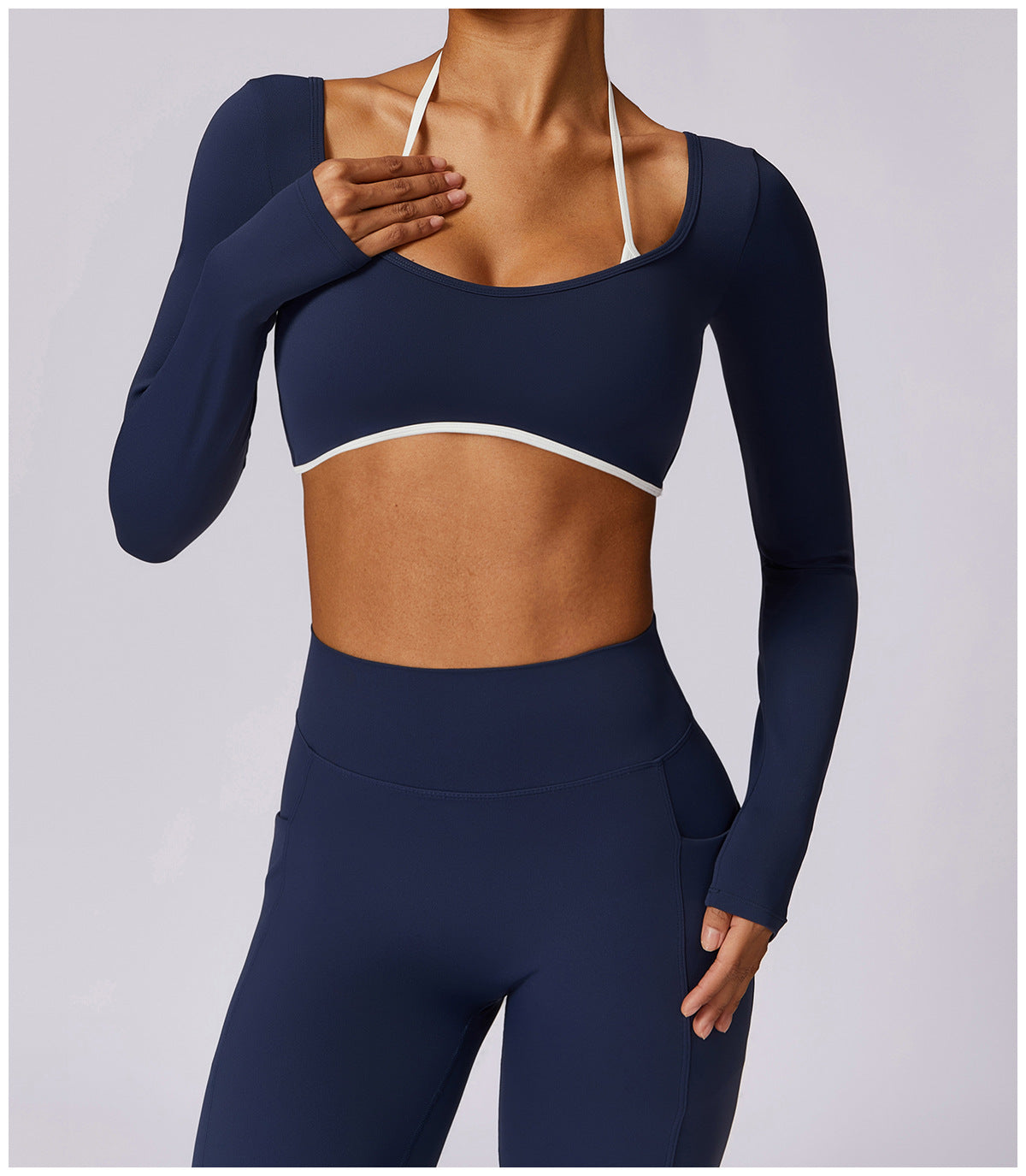 Fitness Long-Sleeved Top. Blue