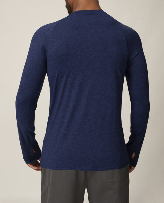 Men’s Long Sleeve Performance Shirt – Quick Dry, Stretch & Breathable – Blue/ Black