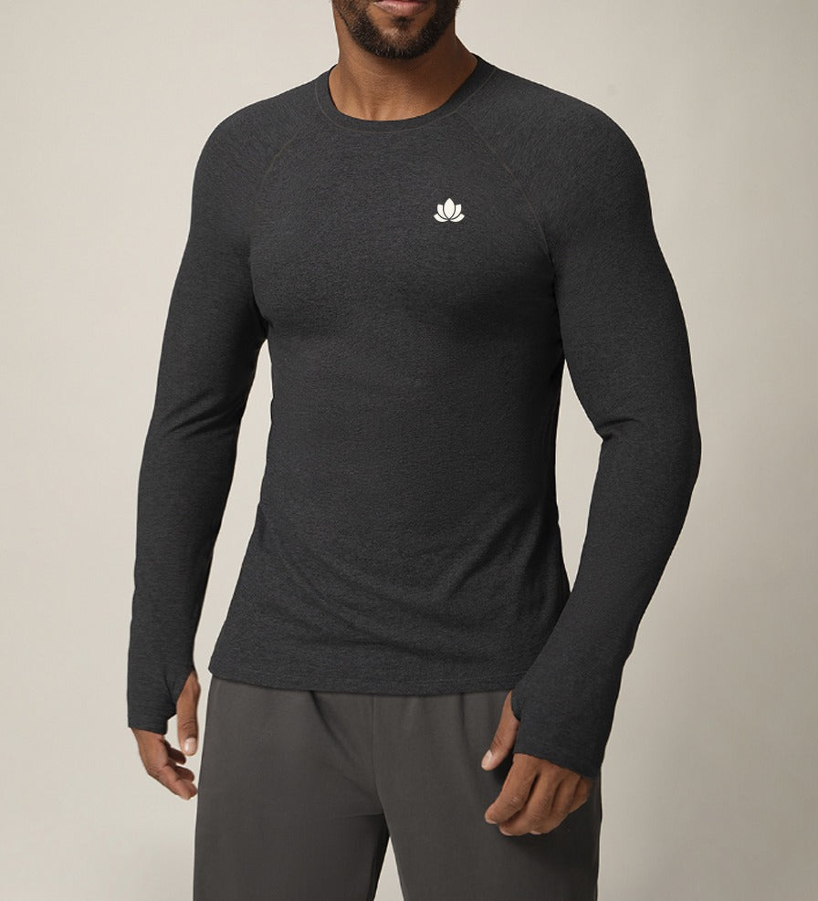 Men’s Long Sleeve Performance Shirt – Quick Dry, Stretch & Breathable – Blue/ Black