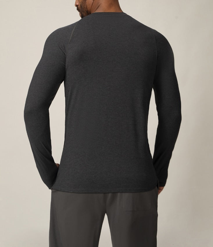 Men’s Long Sleeve Performance Shirt – Quick Dry, Stretch & Breathable – Blue/ Black