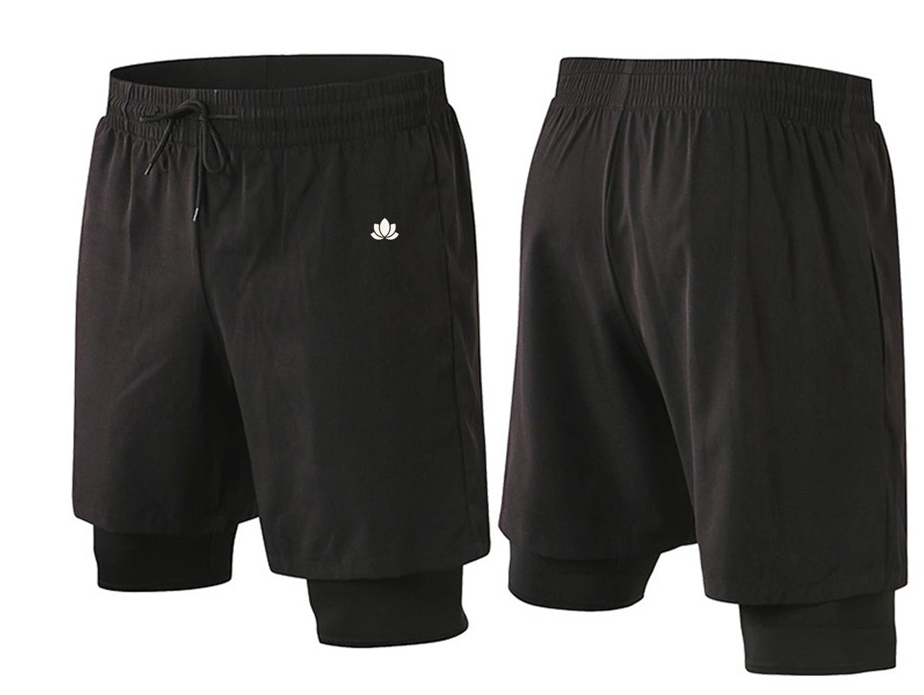 Men’s Dual-Layer Training Shorts – Built-in Compression Liner – Black / Blue / Green