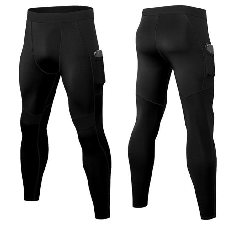 Men’s Performance Compression Leggings – Pocket Design, Quick-Dry – Black