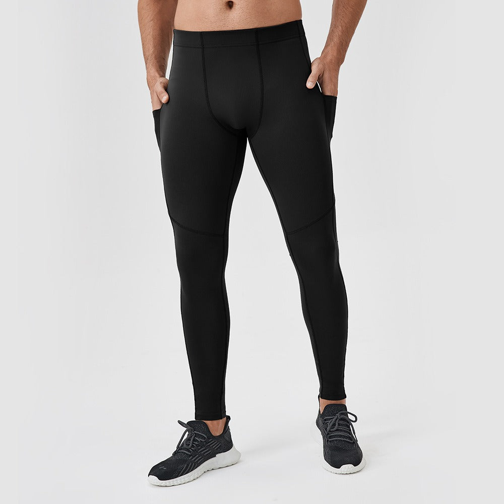 Men’s Performance Compression Leggings – Pocket Design, Quick-Dry – Black