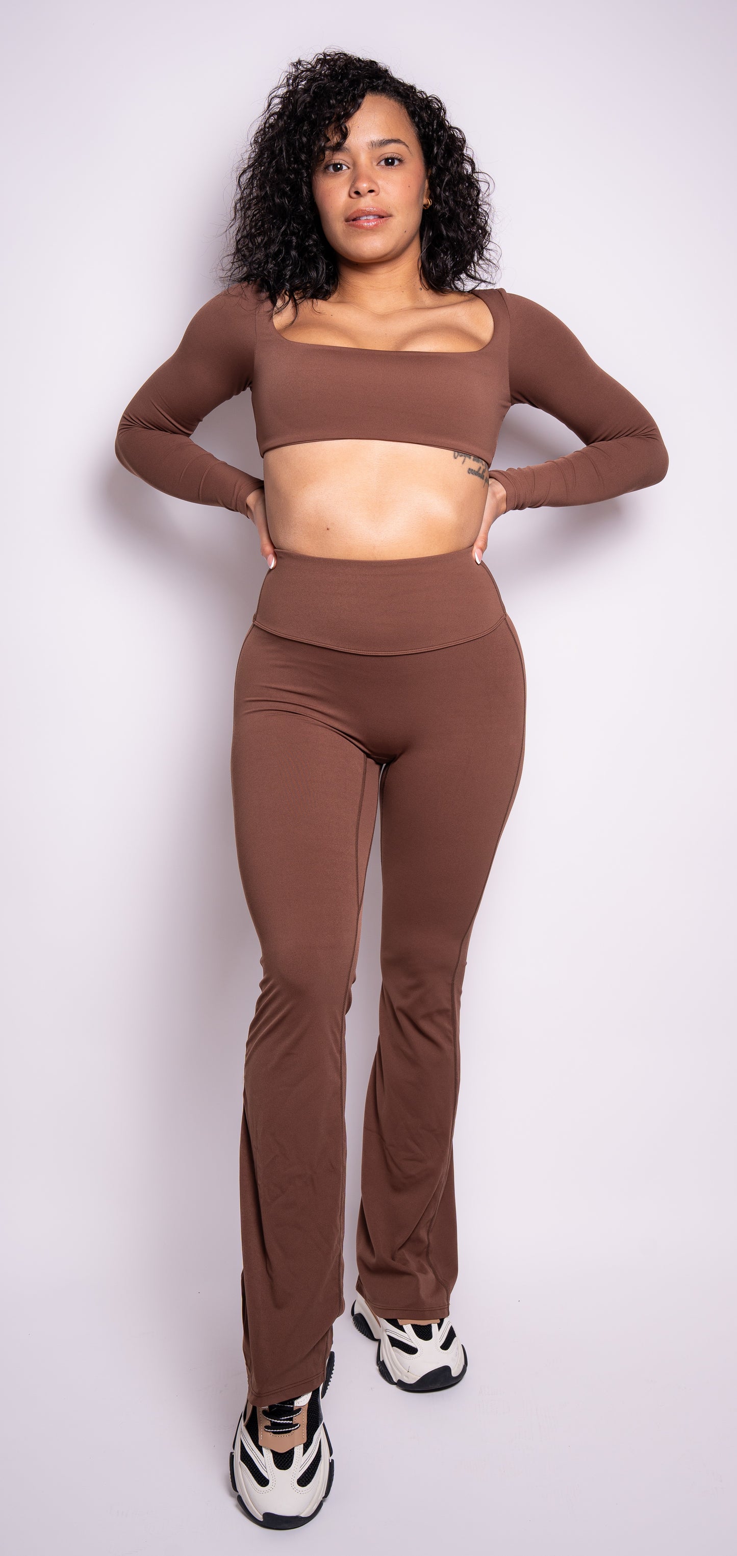 Fitness Flare Pants. Brown