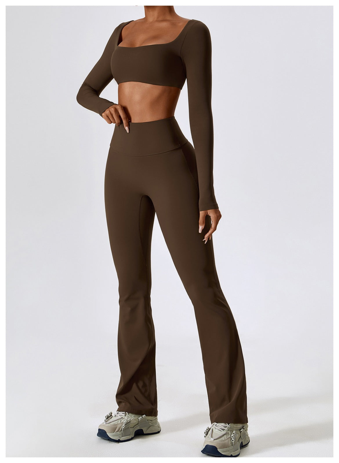 Fitness Flare Pants. Brown