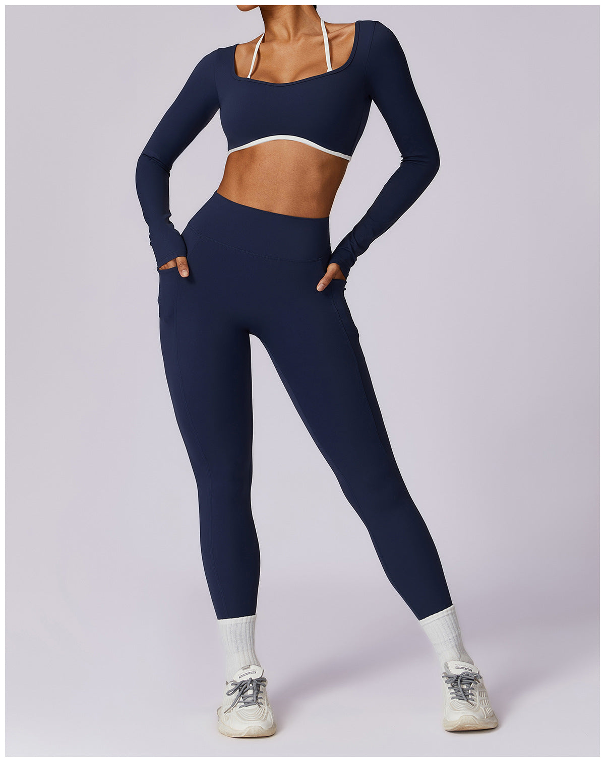 Fitness Long-Sleeved Top. Blue