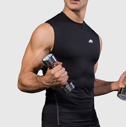 Men’s Compression Sleeveless Shirt – Black | Lightweight Muscle Tank