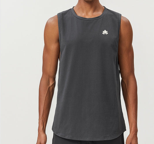 Men’s Relaxed Fit Sleeveless Training Tank – Steel Grey | Ultra-Soft & Breathable