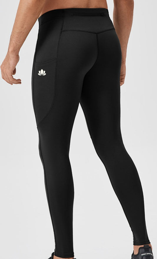 Men’s Performance Compression Leggings – Pocket Design, Quick-Dry – Black