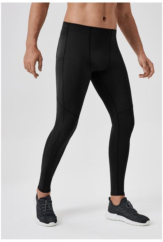 Men’s Performance Compression Leggings – Pocket Design, Quick-Dry – Black